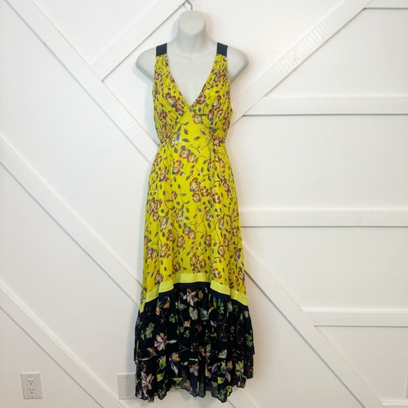 Tanya Taylor Floral Garden Print Everly V-Neck Belted Sleeveless Maxi Dress Sz 8 - Picture 2 of 11